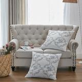 August Grove® Rose Embroidery 2 Piece Euro Pillow Shell Set Polyester in Gray, Size 26.0 H x 26.0 W x 4.0 D in | Wayfair