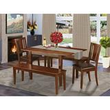 Lark Manor™ Adonica 5 - Piece Butterfly Leaf Rubberwood Solid Wood Dining Set Wood/Upholstered Chairs in Brown/Red | Wayfair