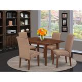 Winston Porter Sarai 4 - Person Butterfly Leaf Solid Wood Dining Set Wood/Upholstered Chairs in Brown | Wayfair D1E02305065A411BAB78CFB4728C31AE