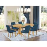 Winston Porter Albali 7 - Piece Counter Height Extendable Solid Wood Dining Set Wood/Upholstered in Brown, Size 30.0 H in | Wayfair