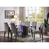 Ivy Bronx Bahij 7 Piece Dining Set Wood/Glass/Upholstered Chairs in Brown/Gray, Size 30.0 H in | Wayfair 5957F4238DFF4E508FDF5C2C05983573