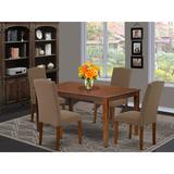Alcott Hill® Marylou 4 - Person Rubberwood Solid Wood Dining Set Wood/Upholstered Chairs in Brown, Size 30.0 H in | Wayfair