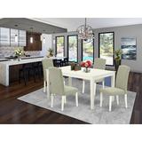 Alcott Hill® Marylou 4 - Person Rubberwood Solid Wood Dining Set Wood/Upholstered Chairs in White, Size 30.0 H in | Wayfair