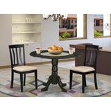 Charlton Home® Sosa Drop Leaf Solid Wood Dining Set Wood/Upholstered Chairs in Black/Brown | Wayfair 2C94098215DB483D9F72ACC72B5CE8E8