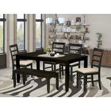 Charlton Home® Smithers 6 Piece Solid Wood Dining Set Wood/Upholstered Chairs in Brown | Wayfair 2EA913995C3F4363B96757E5B3D90F5D