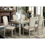 Lark Manor™ Abdulhadi Extendable Dining Set Wood/Upholstered Chairs in Brown/White, Size 30.0 H in | Wayfair BE7C73E9337544FFA8A81345F082C927
