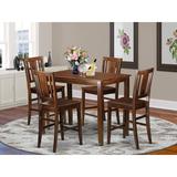 Charlton Home® Stjean 4 - Person Counter Height Solid Wood Dining Set Wood in Brown, Size 36.0 H in | Wayfair 727AE4B97D174AB7A1ABD7646DA6F385