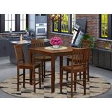 Charlton Home® Sotomayor 5 - Person Counter Height Rubberwood Solid Wood Dining Set Wood in Brown, Size 36.0 H in | Wayfair