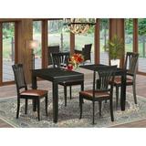 Charlton Home® Sisneros Solid Wood Dining Set Wood/Upholstered Chairs in Black/Brown, Size 30.0 H in | Wayfair DUAV5-BLK-LC
