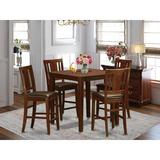 Charlton Home® Spies 5 - Piece Counter Height Rubberwood Solid Wood Dining Set Wood in Brown, Size 36.0 H in | Wayfair