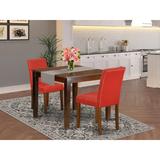 Winston Porter Terrest 2 - Person Rubberwood Solid Wood Dining Set Wood/Upholstered Chairs in Brown, Size 30.0 H in | Wayfair