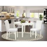 Winston Porter Terrest 3Pc Dinette Set Includes a Square Kitchen Table & 2 Parson Chairs Wood/Upholstered in White, Size 30.0 H in | Wayfair
