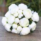 One Allium Way® Artificial Ranunculus Flower Arrangement in Vase Silk in White, Size 8.0 H x 8.0 W x 8.0 D in | Wayfair