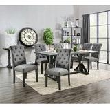 Greyleigh™ Julian 6 - Person Rubberwood Dining Set Wood/Metal/Upholstered Chairs in Black/Brown/Gray, Size 30.5 H in | Wayfair