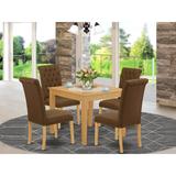 One Allium Way® 4 - Person Solid Wood Dining Set Wood/Upholstered Chairs in Brown, Size 30.0 H in | Wayfair 1B9CD2A3139543688F629ABA1DF9A578