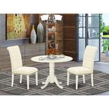 Winston Porter Elza 3 Piece Drop Leaf Solid Rubber Wood Dining Set Wood/Upholstered Chairs in White, Size 29.5 H in | Wayfair