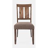 Gracie Oaks Brutus Slat Back Side Chair in Rustic Natural Wood/Upholstered/Fabric in Brown, Size 39.5 H x 24.25 W x 25.0 D in | Wayfair