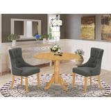 Canora Grey Mckey Drop Leaf Rubberwood Solid Wood Dining Set Wood/Upholstered Chairs in Brown, Size 29.5 H in | Wayfair