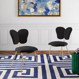 Everly Quinn Prescod Velvet Side Chair Set Upholstered/Velvet in Black, Size 31.75 H x 18.5 W x 22.75 D in | Wayfair