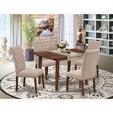 Rosalind Wheeler Kia 5 Piece Extendable Solid Wood Dining Set Wood/Upholstered Chairs in Brown, Size 30.0 H in | Wayfair