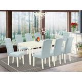 Winston Porter Cuaron 9 Piece Extendable Solid Wood Dining Set Wood/Upholstered Chairs in White, Size 30.0 H in | Wayfair