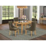 Winston Porter Saragossa Rubberwood Solid Wood Dining Set Wood/Upholstered Chairs in Brown, Size 30.0 H in | Wayfair