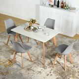 Wade Logan® Palomo 4 - Person Dining Set Plastic/Acrylic/Wood/Upholstered Chairs in Gray | Wayfair 4B0B0733768B4DB285055ECD5EF28CD3