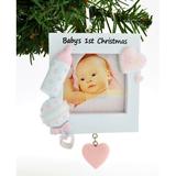 Personalized by Santa Pink Frame Baby's First Ornament, Size 3.0 H x 3.0 W x 1.0 D in | Wayfair POLARX-PF600-PNK