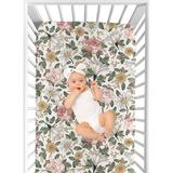 Sweet Jojo Designs Vintage Floral Fitted Crib Sheet Polyester in Green/Pink/Yellow, Size 28.0 W x 52.0 D in | Wayfair
