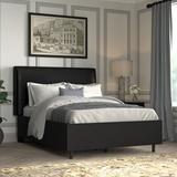 Greyleigh™ Okolona Low Profile Standard Bed Upholstered/Faux leather in Black, Size 51.0 H x 41.0 W x 78.0 D in | Wayfair BRSD2107 25539858