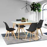 Wade Logan® Palomo 4 - Person Dining Set Plastic/Acrylic/Wood/Upholstered Chairs in Black, Size 29.5 H in | Wayfair