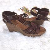 American Eagle Outfitters Shoes | American Eagle Strappy Cork Wedges Sz 8.5 | Color: Brown/Tan | Size: 8.5