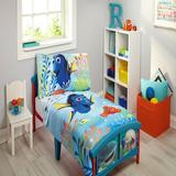 Disney Finding Dory Ocean 4 Piece Toddler Bedding Set Polyester in Blue/Navy | Wayfair 7160416