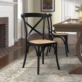Bayou Breeze Nyla Solid Wood Cross Back Side Chair Wood in Black, Size 35.63 H x 17.72 W x 20.28 D in | Wayfair E89F893223594C97A6C39672339DD7CF