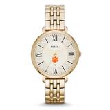 "Women's Fossil Clemson Tigers Jacqueline Gold Tone Stainless Steel Watch"