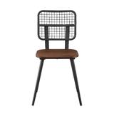 Industrial Mesh Back Dining Chair in Dark Walnut (Set of 2) - Walker Edison CHQUIN2DW