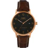 Waterbury Classic Automatic 40mm Leather Strap Watch Rose Gold-tone/brown/black - Black - Timex Watches
