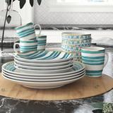 Elle Decor Cherie 16 Piece Dinnerware Set, Service for 4 Porcelain/Ceramic in Blue/Green/Yellow | Wayfair 7293-16-RB