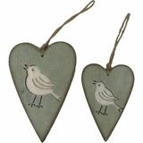 Rosalind Wheeler 2 Piece Heart Holiday Shaped Ornament Set Wood in Brown/Green, Size 5.7 H x 4.0 W x 1.0 D in | Wayfair