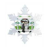 The Holiday Aisle® Personalized NTT Cartoon Snowflake Our Wedding Christmas Holiday Shaped Ornament Plastic in Green, Size 5.5 H x 5.5 W x 0.25 D in