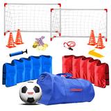 Champ Celebrations All-in-one Kid Soccer Set Plastic/Fabric in Blue, Size 7.5 H x 7.5 W x 30.5 D in | Wayfair CCPB01