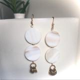 Anthropologie Jewelry | Anthropologie White Gold Circle Drop Earrings New | Color: Gold/White | Size: Os