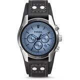Coachman Chronograph Black Leather Watch - Black - Fossil Watches