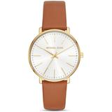 Women's Gold-tone And Luggage Leather Pyper Watch - Metallic - Michael Kors Watches