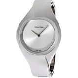 Senses Silver Dial Stainless Steel Small Bangle Watch - Metallic - Calvin Klein Watches