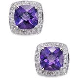 Garnet (2-1/4 Ct. T.w.) And Diamond Accent Stud Earrings In 14k Rose Gold (also In Amethyst) - Purple - Macy's Earrings