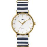 Fairfield 37mm Nylon Strap Watch Gold-tone/blue/white - Metallic - Timex Watches