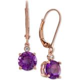 Blue Topaz (3-1/3 Ct. T.w.) & Diamond Accent Drop Earrings In 14k Rose Gold (also Available In Citrine, & Amethyst) - Purple - Macy's Earrings