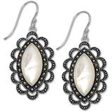 Marcasite & Mother-of-pearl Drop Earrings In Silver-plate - Metallic - Macy's Earrings