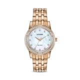Silhouette Crystal Rose Goldtone Stainless Steel Bracelet Watch - Metallic - Citizen Watches